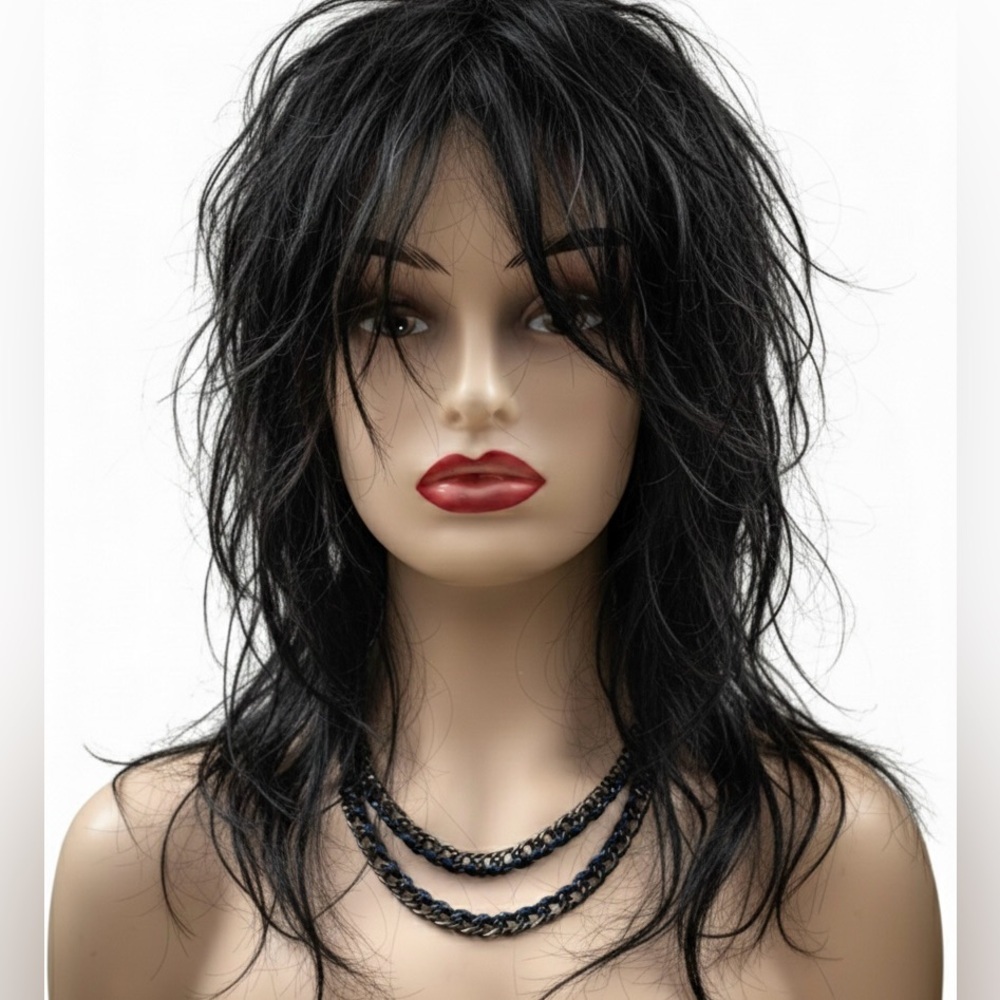 Edgy Gunmetal & Cobalt Blue Woven
Double-Strand Chain Necklace